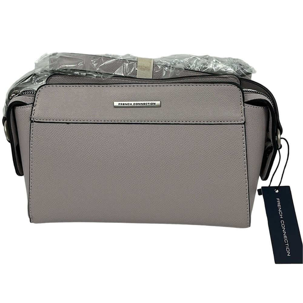 French Connection Purse Evie Caviar Crossbody Bag Lilac Pockets Black Accents